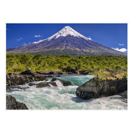 Plakat samoprzylepny Wodospady Petrohue przed wulkanem, Chile