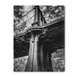 Obraz na płótnie Czarno białe zdjęcie Manhattan Bridge nad East River w Nowym Jorku
