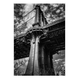 Plakat samoprzylepny Czarno białe zdjęcie Manhattan Bridge nad East River w Nowym Jorku