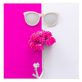 Plakat samoprzylepny Kwiaty i okulary przeciwsłoneczne 