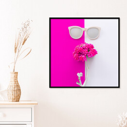 Plakat w ramie Kwiaty i okulary przeciwsłoneczne 