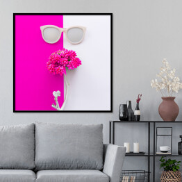 Plakat w ramie Kwiaty i okulary przeciwsłoneczne 