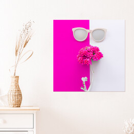 Plakat samoprzylepny Kwiaty i okulary przeciwsłoneczne 