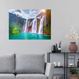 Plakat samoprzylepny Wodospad Jiulong w Luoping w Chinach