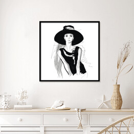 Plakat w ramie Młoda dziewczyna - strój w stylu Audrey Hepburn