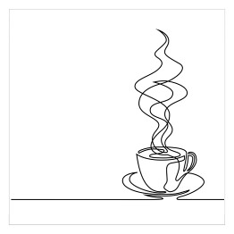 Plakat samoprzylepny Filiżanka kawy z ciągłej linii
