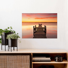 Plakat samoprzylepny Wschód słońca nad jeziorem