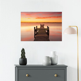 Plakat Wschód słońca nad jeziorem