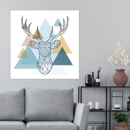 Plakat samoprzylepny Geometryczna głowa jelenia w skandynawskim stylu