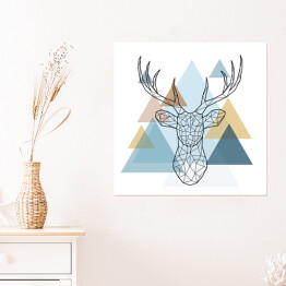 Plakat samoprzylepny Geometryczna głowa jelenia w skandynawskim stylu