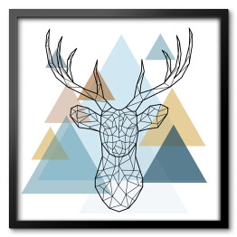 Obraz w ramie Geometryczna głowa jelenia w skandynawskim stylu