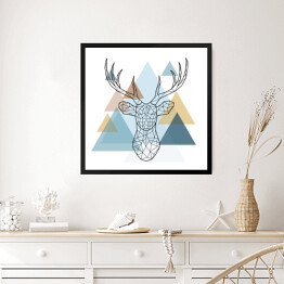 Obraz w ramie Geometryczna głowa jelenia w skandynawskim stylu