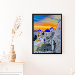Obraz w ramie Malowniczy widok na Stare Miasto Oia na wyspie Santorini, Grecja