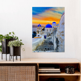 Plakat samoprzylepny Malowniczy widok na Stare Miasto Oia na wyspie Santorini, Grecja