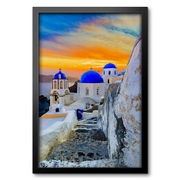Obraz w ramie Malowniczy widok na Stare Miasto Oia na wyspie Santorini, Grecja