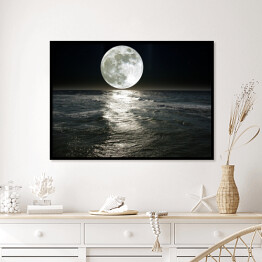 Plakat w ramie Księżyc nad jeziorem