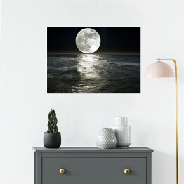 Plakat samoprzylepny Księżyc nad jeziorem