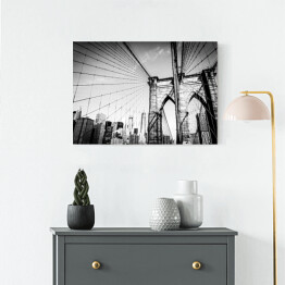 Obraz na płótnie Most Brookliński w biało czarnych kolorach