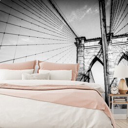 Fototapeta samoprzylepna Most Brookliński w biało czarnych kolorach