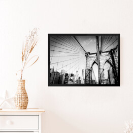 Obraz w ramie Most Brookliński w biało czarnych kolorach