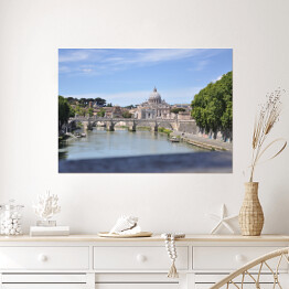 Plakat samoprzylepny Widok z mostu w Rzymie