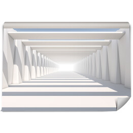 Fototapeta winylowa zmywalna Symetryczny biały korytarz 3D