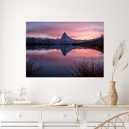 Plakat samoprzylepny Zachód słońca nad Matterhorn, Zermatt, Szwajcaria