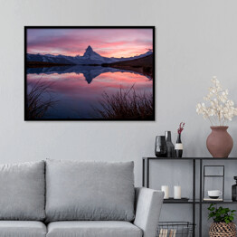 Plakat w ramie Zachód słońca nad Matterhorn, Zermatt, Szwajcaria