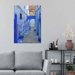 Plakat Piękne niebieskie miasto Chefchaouen w Maroku