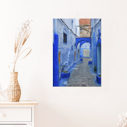 Plakat Piękne niebieskie miasto Chefchaouen w Maroku