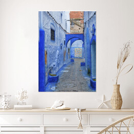 Plakat samoprzylepny Piękne niebieskie miasto Chefchaouen w Maroku