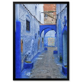 Plakat w ramie Piękne niebieskie miasto Chefchaouen w Maroku