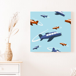 Obraz na płótnie Kolorowe samoloty na błękitnym niebie