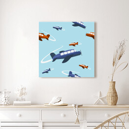 Obraz na płótnie Kolorowe samoloty na błękitnym niebie