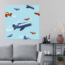 Plakat samoprzylepny Kolorowe samoloty na błękitnym niebie