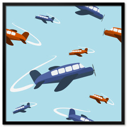 Plakat w ramie Kolorowe samoloty na błękitnym niebie
