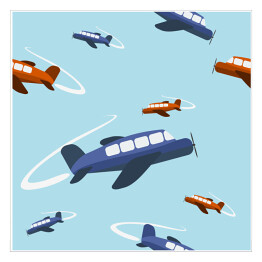 Plakat samoprzylepny Kolorowe samoloty na błękitnym niebie