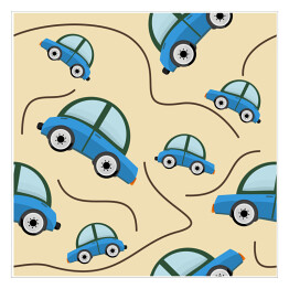 Plakat samoprzylepny Niebieskie samochody oddzielone czarnymi liniami
