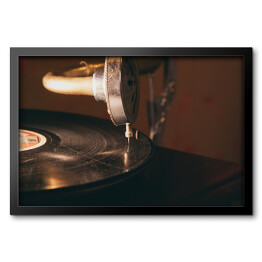 Obraz w ramie Gramofon w stylu vintage odtwarzający płytę