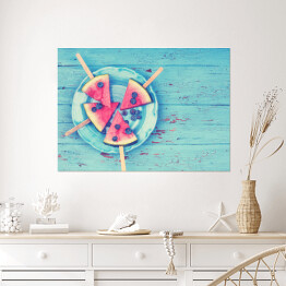 Plakat Owocowy słodki melon z jagodami