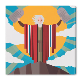 Mojżesz trzymający kamienne tablice na górze Synaj - ilustracja