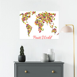 Plakat Mapa świata egzotycznych owoców tropikalnych