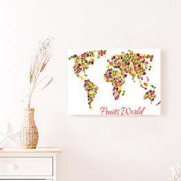 Obraz na płótnie Mapa świata egzotycznych owoców tropikalnych