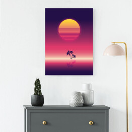 Obraz na płótnie Różowy zachód słońca w stylu vaporwave