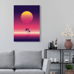Obraz na płótnie Różowy zachód słońca w stylu vaporwave