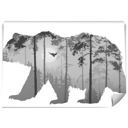 Niedźwiedź i las - podwójna ekspozycja