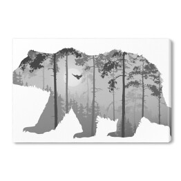 Obraz na płótnie Niedźwiedź i las - podwójna ekspozycja