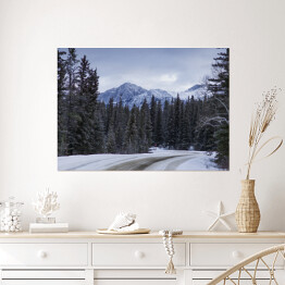 Plakat samoprzylepny Zima w górach, Park Narodowy Jasper, Jasper Alberta
