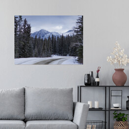 Plakat samoprzylepny Zima w górach, Park Narodowy Jasper, Jasper Alberta