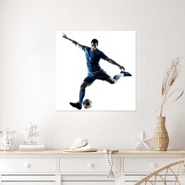 Plakat samoprzylepny Mężczyzna - piłkarz na białym tle